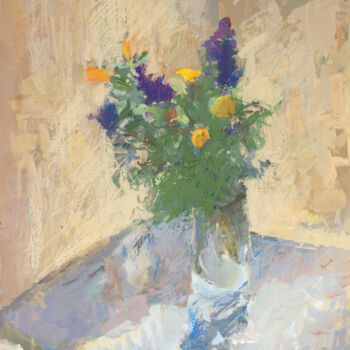 Painting titled "Flowers on the balc…" by Mariia Kurbatova, Original Artwork, Gouache