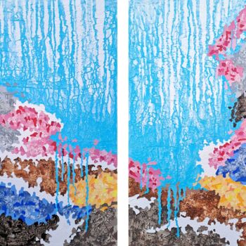 제목이 "Waterfall"인 미술작품 Mariia Raskin로, 원작, 아크릴 나무 들것 프레임에 장착됨