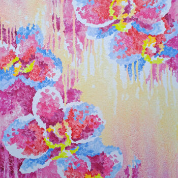Malerei mit dem Titel "Morning Orchids" von Mariia Raskin, Original-Kunstwerk, Acryl Auf Keilrahmen aus Holz montiert