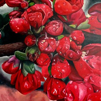 Painting titled "Red" by Mariia Riznyk, Original Artwork, Oil