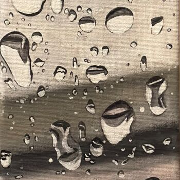 「Drops painting | Ra…」というタイトルの絵画 Mariia Riznykによって, オリジナルのアートワーク, オイル ウッドストレッチャーフレームにマウント