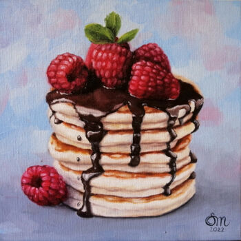 Pittura intitolato "Pancake with chocol…" da Mariia Sukalova, Opera d'arte originale, Olio