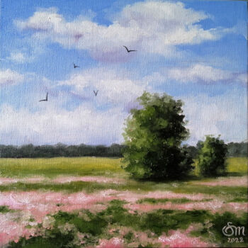 Pintura intitulada "Summer landscape" por Mariia Sukalova, Obras de arte originais, Óleo