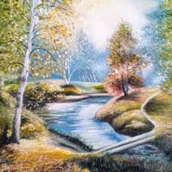 Painting titled "Rives in autumn" by Marija Mitrovic, Original Artwork, Oil
