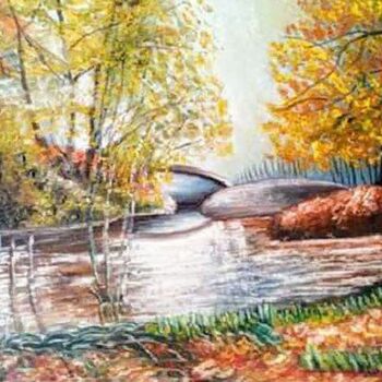 Painting titled "Bridge in distance" by Marija Mitrovic, Original Artwork, Oil