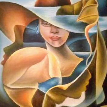 Painting titled "Lady for hat" by Marija Mitrovic, Original Artwork, Oil