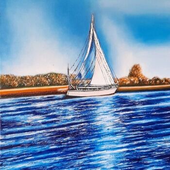 Картина под названием "Sailing ship" - Marija Mitrovic, Подлинное произведение искусства, Масло