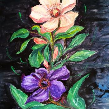 Peinture intitulée "Flower motif - Insp…" par Marija Sviličić, Œuvre d'art originale, Aquarelle