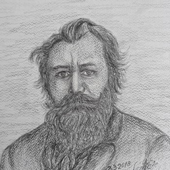 Dessin intitulée "portret Johannes Br…" par Marija Sviličić, Œuvre d'art originale, Crayon