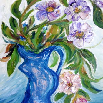 Peinture intitulée "Flower motif - Oil…" par Marija Sviličić, Œuvre d'art originale, Huile