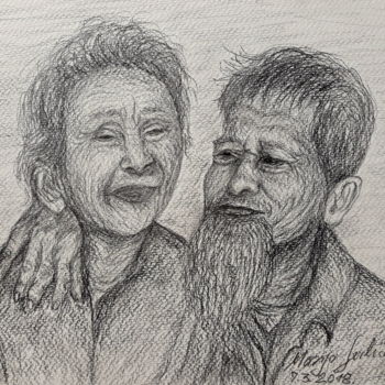Drawing titled "Portreti putovanje…" by Marija Sviličić, Original Artwork, Pencil