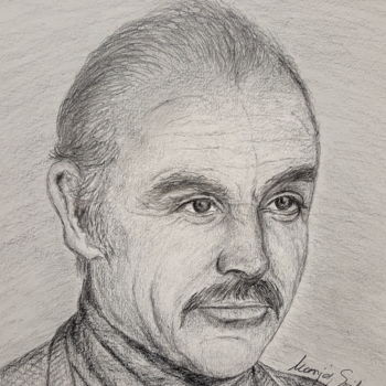 Рисунок под названием "Drawing portrait Si…" - Marija Sviličić, Подлинное произведение искусства, Карандаш