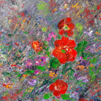 Картина под названием "Flower-motif - Insp…" - Marija Sviličić, Подлинное произведение искусства, Масло