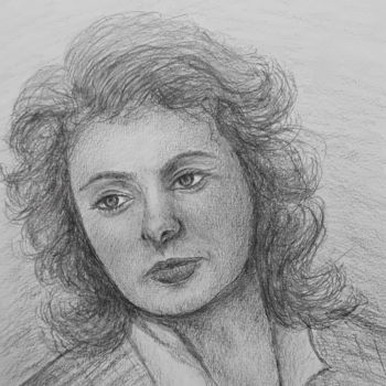 Drawing titled "Ingrid Bergman, por…" by Marija Sviličić, Original Artwork, Pencil