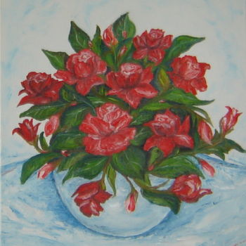 Malarstwo zatytułowany „Flower motifs - Ros…” autorstwa Marija Sviličić, Oryginalna praca, Olej