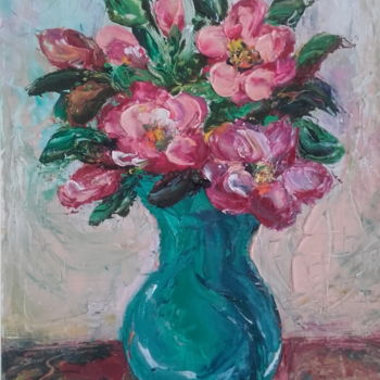 Painting titled "Flower motif - Oil,…" by Marija Sviličić, Original Artwork, Oil