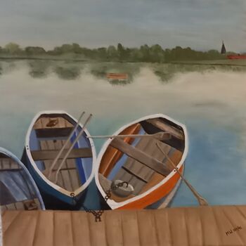 Pittura intitolato "Booten auf dem Baye…" da Marija Weiß, Opera d'arte originale, Acrilico