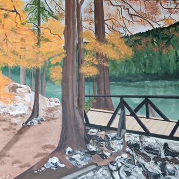 Malerei mit dem Titel "Herbst am See in Ba…" von Marija Weiß, Original-Kunstwerk, Acryl
