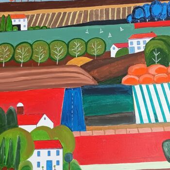 Malerei mit dem Titel "Bauernland (nach Gr…" von Marija Weiß, Original-Kunstwerk, Acryl