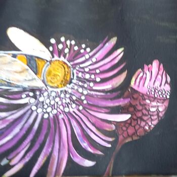 Peinture intitulée "Blume mit Biene" par Marija Weiß, Œuvre d'art originale, Acrylique