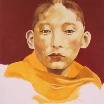 Malarstwo zatytułowany „Jonge Tibetaanse mo…” autorstwa Marijke Vanwezer, Oryginalna praca, Olej