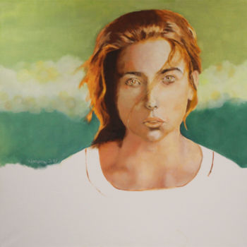 Painting titled "Roodharig meisje" by Marijke Vanwezer, Original Artwork, Oil