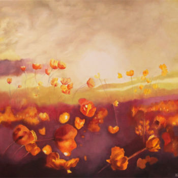 Painting titled "Poppy's  impression" by Marijke Vanwezer, Original Artwork, Oil