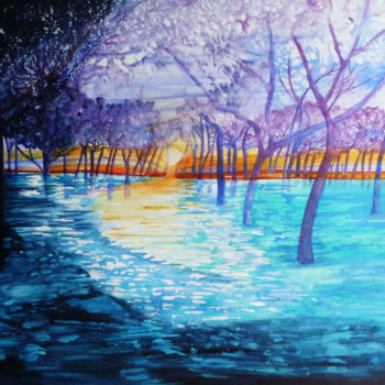 Peinture intitulée "waterwoud" par Marijke Vanwezer, Œuvre d'art originale, Aquarelle