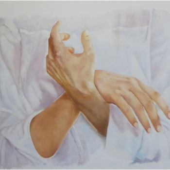 Painting titled "Hands" by Marijke Vanwezer, Original Artwork, Oil