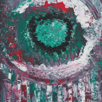 Schilderij getiteld "Grünes Auge / Green…" door Marijo Popovic, Origineel Kunstwerk, Acryl