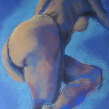 Dessin intitulée "Rondeurs bleues - B…" par Marijo Ponce Fest, Œuvre d'art originale, Pastel