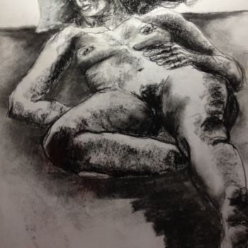 Σχέδιο με τίτλο "Sieste à nu - Naked…" από Marijo Ponce Fest, Αυθεντικά έργα τέχνης, Κάρβουνο