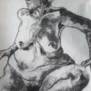 Drawing titled "Véro" by Marijo Ponce Fest, Original Artwork, Charcoal