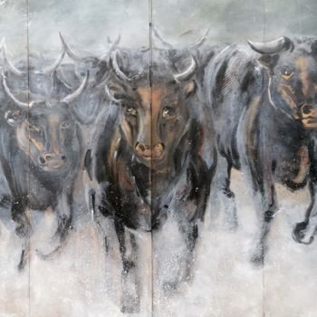 "Taureaux - Bulls" başlıklı Tablo Marijo Ponce Fest tarafından, Orijinal sanat, Akrilik