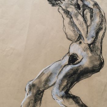 Рисунок под названием "Déprimée - Depressed" - Marijo Ponce Fest, Подлинное произведение искусства, Древесный уголь