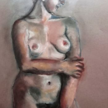Рисунок под названием "La jeune femme - Th…" - Marijo Ponce Fest, Подлинное произведение искусства, Масло