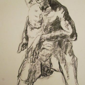 Рисунок под названием "Svelte - Slend" - Marijo Ponce Fest, Подлинное произведение искусства, Древесный уголь