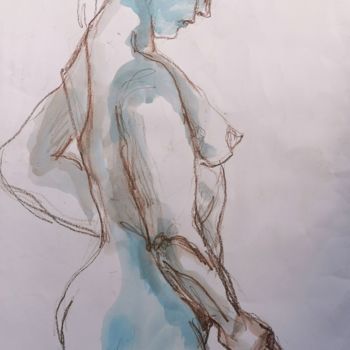 Zeichnungen mit dem Titel "Véronique" von Marijo Ponce Fest, Original-Kunstwerk, Tinte