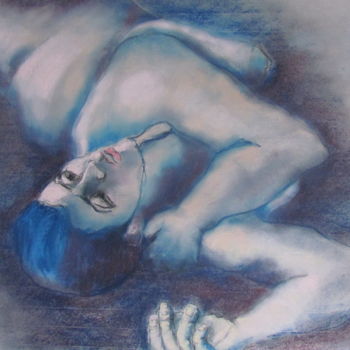 Tekening getiteld "Cheveux bleus - Blu…" door Marijo Ponce Fest, Origineel Kunstwerk, Pastel