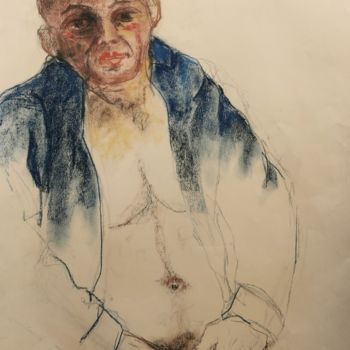 Drawing titled "Chemise bleue - Blu…" by Marijo Ponce Fest, Original Artwork, Pastel