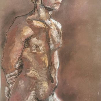 Рисунок под названием "Le jeune homme - Th…" - Marijo Ponce Fest, Подлинное произведение искусства, Пастель
