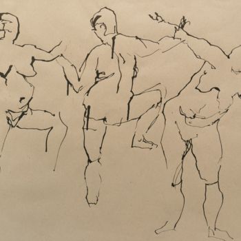 Drawing titled "Danse attitude" by Marijo Ponce Fest, Original Artwork, Ink