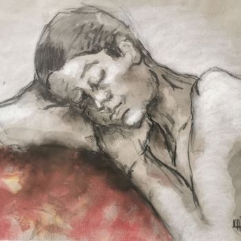 Drawing titled "La belle endormie -…" by Marijo Ponce Fest, Original Artwork, Pastel