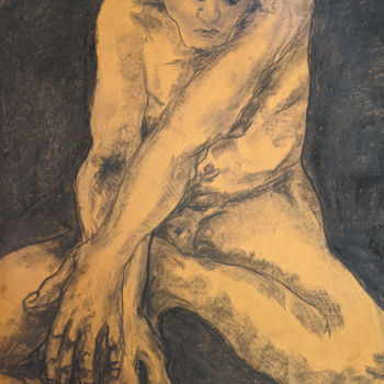Drawing titled "Emotion masculine -…" by Marijo Ponce Fest, Original Artwork, Charcoal
