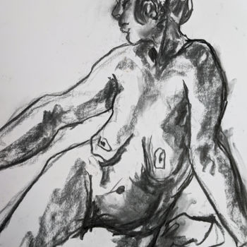 Drawing titled "Nymphea" by Marijo Ponce Fest, Original Artwork, Charcoal