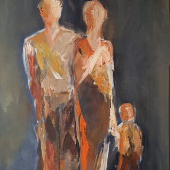 Pittura intitolato "Small Family. Waiti…" da Marike Koot, Opera d'arte originale, Acrilico