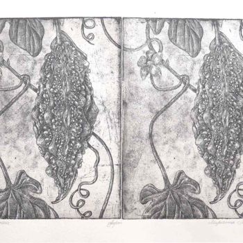 Gravures & estampes intitulée "Momordica" par Maslova, Œuvre d'art originale, Eau-forte