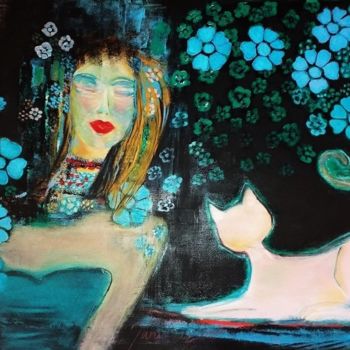 Painting titled "dama-da-noite.jpg" by Marilene Laubenstein, Original Artwork, Acrylic
