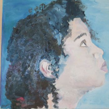 Pintura intitulada "fille en bleu" por Marie-Laure Aymoz, Obras de arte originais, Óleo