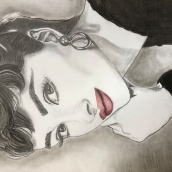 Drawing titled "Audrey Hepburn" by Marilena Iorio, Original Artwork, Pencil